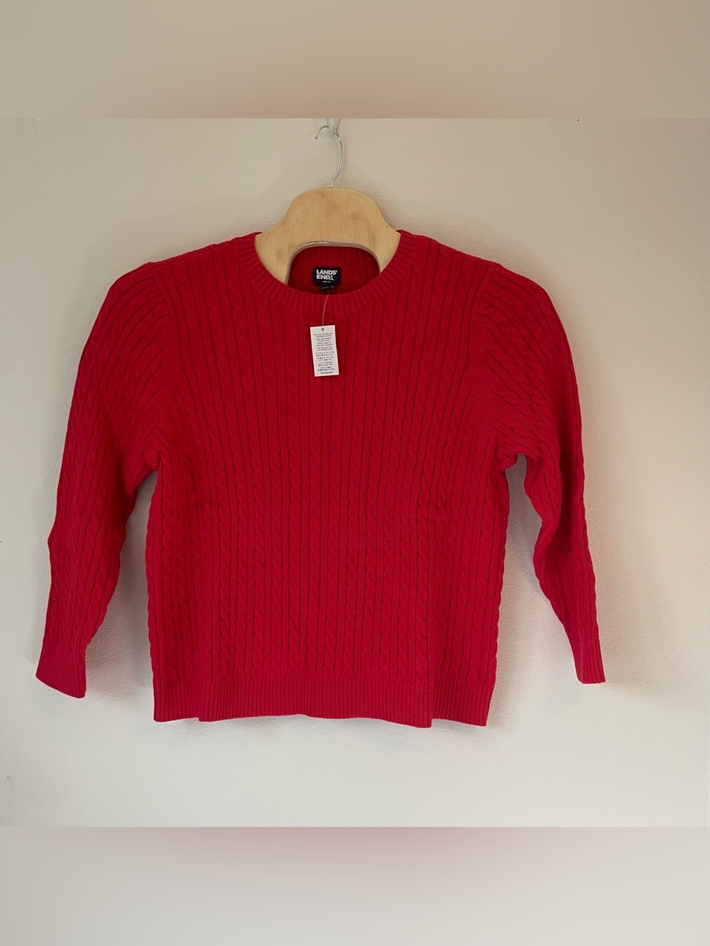 NEW Lands End Womens Sweater Size 2X Pure Cotton Sweater Red Drifter Fisherman